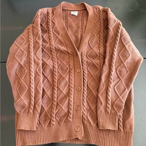 Sunday Best Oversized Diamond Knit Cardigan - Brown